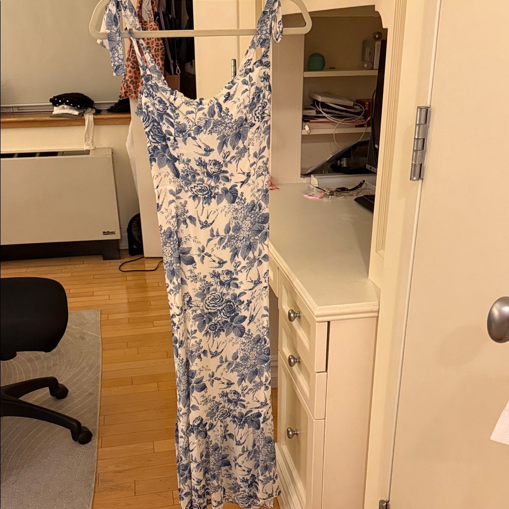 Reformation Blue & White Floral Maxi Slip Dress